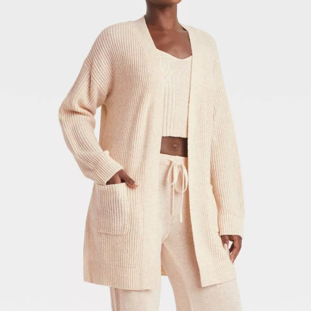 Auden Women's Open Front Sweater Robe with Pockets XL/XXL Oatmeal New - Picture 14 of 14